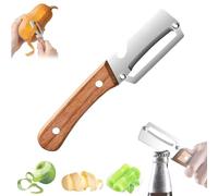 Zero Snag Wooden Peeler, 2-in-1 Multifunctional Stainless Steel Peeler with Bottle Opener, Stainless Steel Wide Blade for Potato Pumpkin Fruit (1PC)