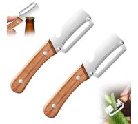 Zero Snag Wooden Peeler, 2-in-1 Multifunctional Stainless Steel Peeler with Bottle Opener, Stainless Steel Wide Blade for Potato Pumpkin Fruit (2PC)