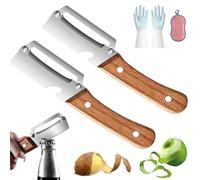 Zero Snag Wooden Peeler, 2 in 1 Multifunctional Vegetable Peeler with Bottle Opener, Non-Slip Fruit Peeler with Wooden Handle for Apple, Potato, Pumpkin, Papaya (2)
