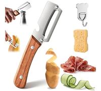Zero Snag Wooden Peeler, Multi-Functional Vegetable Peeler for Kitchen, 2 in 1 Stainless Steel Fruit Peelers with Handle and Bottle Opener, for Kitchen Fruit & Veggie Prep Meat Slicing (1pc)
