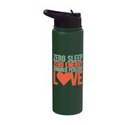 Zéro sommeil, zéro énergie, cent pour cent, j'aime maman Stainless Steel Insulated Water Bottle