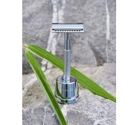 Zero Waste Rasoir De Sûreté,Avec Support En Métal,Ebook (Français Non Garanti) Et 10 Lames,Pour Homme Et Femme,Peigne Fermé,Argent