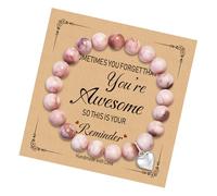 Zerobe Bracelet avec pendentif en forme de cœur en pierre naturelle pour femme - Cadeaux de foi et d'anniversaire pour adolescentes, filles, meilleures amies, marraines et sœurs secrètes, Adjustable