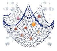 ZERODECO Filet de pêche décoratif naturel - Filet de pêche - Décoration de fête - Décoration marine - Sirène pirate - Fête de mariage - Fête d'anniversaire - Filet de pêche avec coquillages -