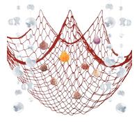ZERODECO Filet de pêche, décoration naturelle, filet de pêche pour décoration marine, sirène, pirate, fête, mariage, fête d'anniversaire, filet de pêche en coton avec coquillages, guirlande à bulles,