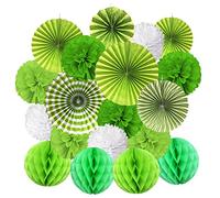 ZERODECO Papier Pompom Eventail Boule Nid d'abeille Décoration Salle Mariage Anniversaire Pâque Baptême Birthday - Vert