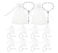 Zerodeko 1 ensemble de cadeaux de baptême, comprenant un chapelet de baptême catholique, un chapelet de doigt et un sachet en organza, idéal comme cadeau de , de première communion ou de mariage.