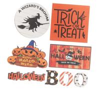 Zerodeko 1 Jeu Ornements d'halloween Stickers Muraux Distributeur De à Vaisselle Comptoir Décoration De Table Citrouille Plateau Noir Plateau Décoratif Guirlande Autocollants Bois