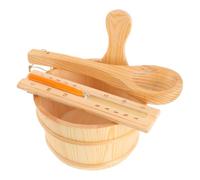 Zerodeko 1 kit d'accessoires pour Sauna, 4 L/1 Gallon, Seau, louche, | Seau à eau en bois pour sauna avec poignée - Louche en bois et sablier - Accessoire traditionnel pour hammam et spa à