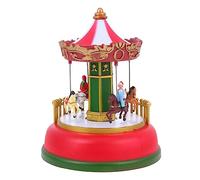 Zerodeko 1 Pc carrousel de Musique Maison de noël Nativité Anniversaire pour Fille Globe Scintillant éclairé Goodies Noel Christmas décor Lumineux manège Décor de Noël Plastique Rouge
