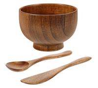 Zerodeko 1 Set Bol à Masque en Bois Léger et Portable Cuillère et Bâton de Mélange pour Soin Visage à Domicile Voyage D'affaires Réutilisable