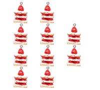 Zerodeko 10 Pcs Pendentifs Résine Gâteau aux Fraises et Fraise DIY pour Créations Bijoux Accessoires Créatifs Pâtisserie, Décoration Fête Anniversaire, Style Élégant et Ludique