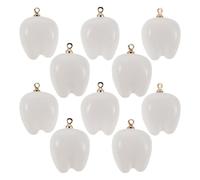 Zerodeko 10 Pendentifs en Résine Blanche de Dent de Lait - 10 Pièces - Breloques pour Fabrication de Bijoux DIY - Charme Bracelets et Colliers - Décoration Suspendue Légère et Réaliste