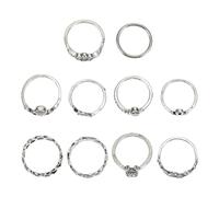 Zerodeko 10 Pièces Bague Rétro Baroque en Alliage Lot de Décoratives | Style Vintage Élégant, Finition Soignée, pour Anniversaire et Usage Quotidien, Adapté à Famille Amoureux