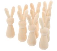 Zerodeko 10 pièces Figurines Lapin Bois Brut à Peindre Poupées à Chevilles Lisses pour Décoration DIY Jouets Artisanaux Créatifs pour Étagères et Maison