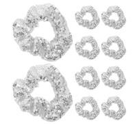 Zerodeko 10 pièces Lot de Élastiques Cheveux à Sequins Blancs Accessoires Brillants et Élastiques pour Queue de Cheval Femmes et Filles pour Fêtes Danse et Gym