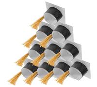 Zerodeko 10 Pièces Mini Chapeaux de Graduation avec Pompon Décoratifs pour Gobelets à Vin Couvercles de Verres pour Remise des Diplômes Accessoires Festifs pour Ambiance Joyeuse