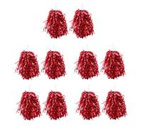 Zerodeko 10 Pièces Pompons en Plastique Rouge Légers avec Poignée, Accessoires pour Supporters Lors D'événements de Baseball et Football, Anneau Lisse Prise Confortable