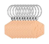 Zerodeko 10 Porte-clés en Bois Brut Hexagonaux à Graver pour Projet Diy, Ébauches de Porte-clés en Bois Anneau en Acier Inoxydable, pour Besoins Artistiques