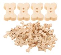 Zerodeko 100 Boutons en Bois Forme Os pour Loisirs Créatifs, Décoratifs et Faits Main, Lot de 100pcs Beige pour Couture et Projets de Bricolage