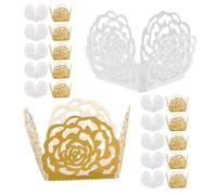 Zerodeko 100 Caissettes en Papier pour Muffins Design Dentelle Rose Ajourée, 100pcs, Facile à Installer, Support Stable pour Table de Desserts de Mariage et Célébrations