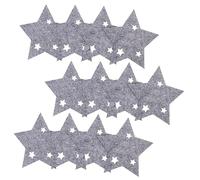 Zerodeko 12 Pièces Adorable Porte-Vaisselle É d'argent Stickers Vaisselle De Noël Étoile d'argent Porte-argenterie De Noël Ronds De Serviette en Or Porte-Couverts De Noël Feutrine Grey