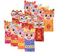 Zerodeko 12 Pièces Enveloppes Rouges Chinoises pour Nouvel An Dragon Pochettes Chanceuses Variées pour Fête Du Printemps Décoration Traditionnelle Année Du Dragon Sacs à Souhaits