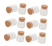 Zerodeko 12 Pièces Lot Fioles Verre Transparent avec Bouchons Liège Mini Bouteilles Décoratives et Réutilisables pour Rangement Bricolage et Souhaits Étanches et