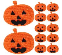 Zerodeko 12 Pièces Patchs Citrouille Non-tissé pour Bricolage Halloween, Autocollants Appliques Uniques et Délicats pour Décoration Murale Orange DIY