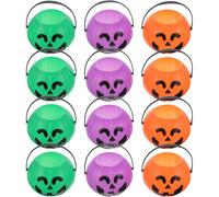 Zerodeko 12 Pièces Seau à Bonbons Halloween en Plastique Léger et Compact, Citrouille et Chaudron Miniatures pour Décoration Festive Extérieure et Trick Or Treat