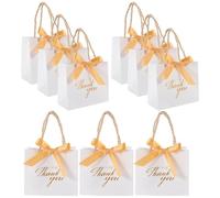 Zerodeko 12pcs Sachets de Friandises de Mariage en Papier Blanc Poignées et Rubans, Résistant la Déformation, Multi-usage pour Banquet et Mariage