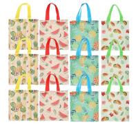Zerodeko 12pièces Sacs Cabas Réutilisables à Poignées Tissu Non Tissé Étanche avec Imprimés Fruits Pastèque Ananas Citron Papaye Sacs de Courses Pliables pour Shopping Cadeaux Livraison