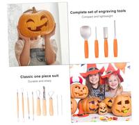 Zerodeko 14 pièces Kit de Sculpture Citrouille Halloween Acier Inoxydable avec Manches Plastique Solides Outils pour Découpe et Décoration Ensemble Complet pour Créations Détaillées et