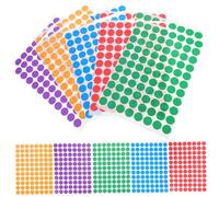 Zerodeko 15 feuilles Stickers Ronds Autocollants Étiquettes Nom Autocollantes pour École Bureau Organisation Maison Gommettes Colorées Auto-adhésives Polyvalentes