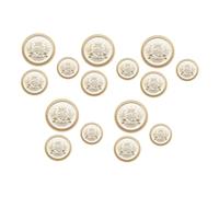 Zerodeko 15 pièces Lot de Boutons Métalliques Dorés pour Couture Décoration Vêtements Remplacement Boutons Manteau Accessoires DIY Chemise et Costume