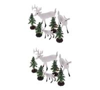 Zerodeko 2 Ensembles Action Créatures Décorations Patte Mignon De Plein Air Loup Jungle Arbre Modèle Mini-Renne Lanterne Faux Jouets Wapiti Stickers Muraux Pépinière Autocollants Chien PVC