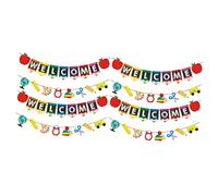 Zerodeko 2 Ensembles Bannière De Rentrée Scolaire Avec Texte Welcome Décoration Pour Première École Accessoires Pour Fête Et Photo Classe 4 Pièces * 2