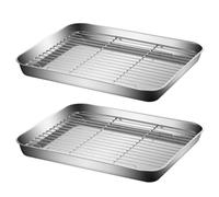 Zerodeko 2 Ensembles Ensemble de Bac et Grille de Refroidissement | Égouttage et Filtration D’huile, Lavage des Légumes, Rangement Empilable, Usage Domestique, Argenté