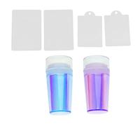 Zerodeko 2 ensembles Tampons Manucure Silicone Transparent avec Couvercle Outils DIY pour Estampage Nail Art Accessoires Multi-usages pour Décoration Ongles Bleu