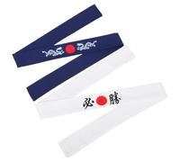 Zerodeko 2 pièces Bandeau Bushido Japonais Coton pour Entraînement Karaté Absorbant et Confortable Homme Style Traditionnel Guerrier Blanc et Bleu