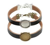 Zerodeko 2 Pièces Bracelet en Cuir Réglable à Boucle, Plateau Rond | Style Chic et Simple, pour Voyage et Autres Occasions, Présent pour Amis et Petits Amis