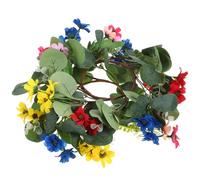 Zerodeko 2 Pièces Couronnes de Bougies Décoratives Petites Marguerites et Feuilles en Tissu PE, Anneaux Délicats pour Décoration de Table Mariage et Fête