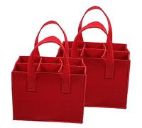Zerodeko 2 Pièces de Transport de Vin Portable avec Compartiments à Bouteilles Feutre Rouge pour Stockage et Décoration de Bouteilles de Vin Pratique pour Dîner et Barbecue