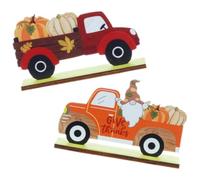 Zerodeko 2 Pièces Décoration de Table en Bois Citrouille Voiture Ambiance | Panneau de Bureau pour Thanksgiving, Vitrine de Boutique, Style Ferme, Éléments Saisonniers, Bois