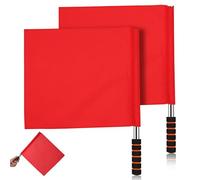 Zerodeko 2 Pièces Drapeaux D'arbitre de Football Rouge Poignée en Éponge Confortable, Résistants la Décoloration, pour Basketball et Activités Scolaires