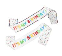 Zerodeko 2 Pièces Écharpe D'anniversaire en Satin C'est Mon Anniversaire, Écharpe Anniversaire à Paillettes Blanches, Ajustable et Douce, pour Fêtes et Longues Célébrations, Garçon