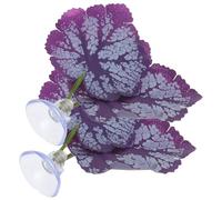 Zerodeko 2 Pièces Feuille Décorative pour Aquarium en Plastique Pourpre avec Ventouse, Hamac de Repos pour Poissons, Accessoire pour Décoration et Bassin D'élevage