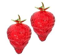 Zerodeko 2 Pièces Figurine de Fraise en Cristal Rouge Élégante et Solide, Décoration de Bureau Moderne en Alliage, Ornement de Table pour Espaces de Divertissement