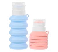 Zerodeko 2 Pièces Flacon Souple de Savonnette Bouteilles Souples Rechargeables 90ml Silicone Pp Pliable à Bouchon Rabattable Bleu Rose pour Voyage et Déplacement
