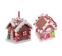 Zerodeko 2 Pièces Maison de d'épice de Noël Arbre de Noël Décor de Noël Guirlande Deux Pendentif Noel maisonnette de Noel décors Suspendus de noël décoration de Maison de noël résine